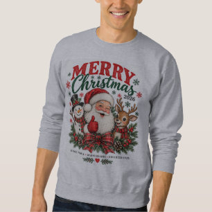 Merry Christmas 2026 Vintage Santa Reindeer Snowma Sweatshirt