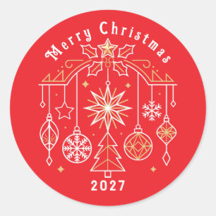 Merry Christmas 2027 design Classic Round Sticker