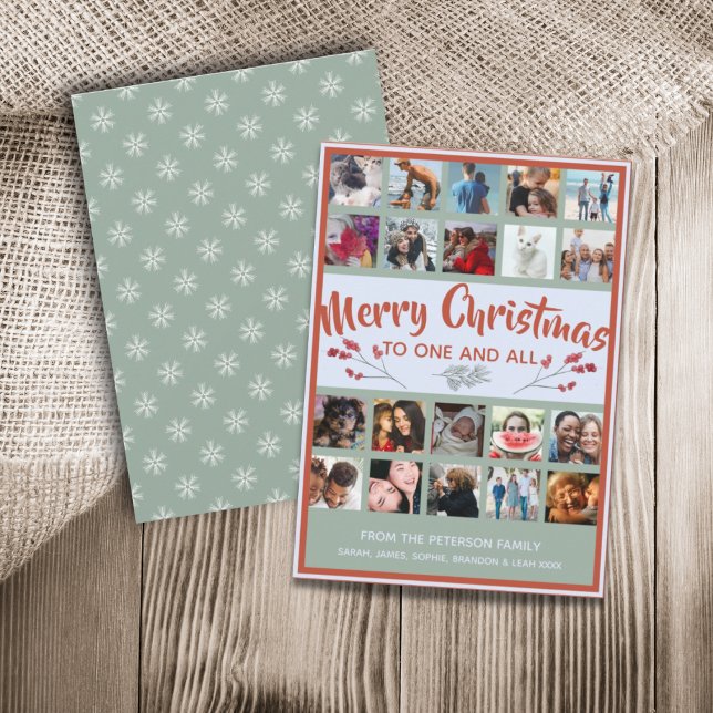 Merry Christmas 20 photo collage Foliage Holiday Card (Creator Uploaded)