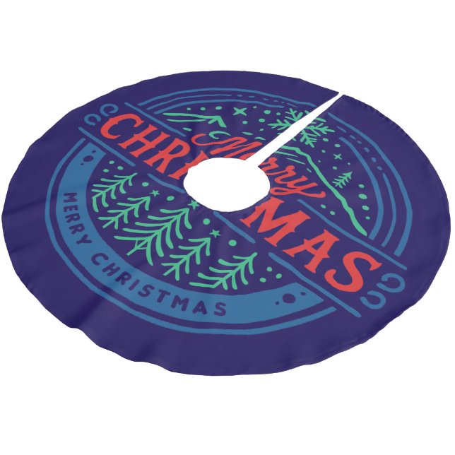 Merry Christmas 2 Brushed Polyester Tree Skirt (Angled)
