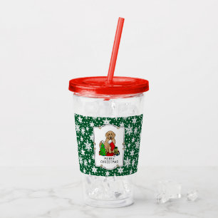 Merry Christmas 2 Goldendoodle (golden red) Cute Acrylic Tumbler