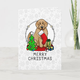 Merry Christmas 2 Goldendoodle (golden red) Cute Card