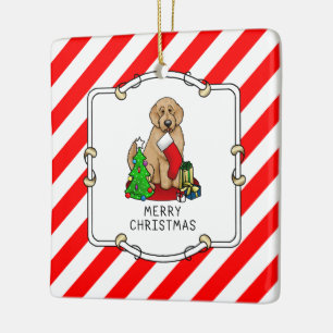 Merry Christmas 2 Goldendoodle (golden red) Cute Ceramic Ornament