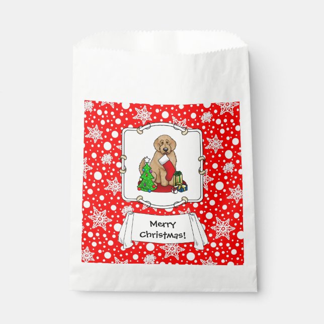 Merry Christmas 2 Goldendoodle (golden red) Cute Favour Bag (Front)
