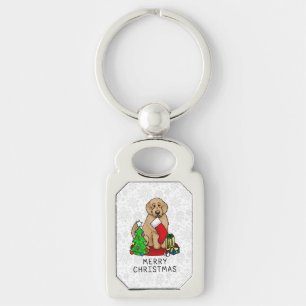 Merry Christmas 2 Goldendoodle (golden red) Cute Key Ring