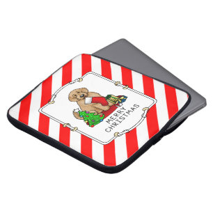Merry Christmas 2 Goldendoodle (golden red) Cute Laptop Sleeve