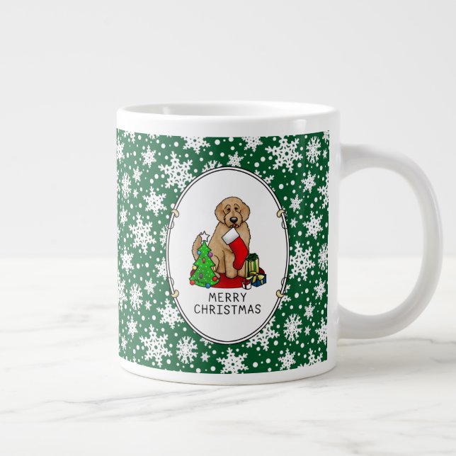 Merry Christmas 2 Goldendoodle (golden red) Cute Large Coffee Mug (Right)