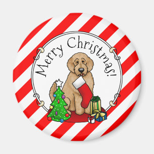 Merry Christmas 2 Goldendoodle (golden red) Cute Magnet