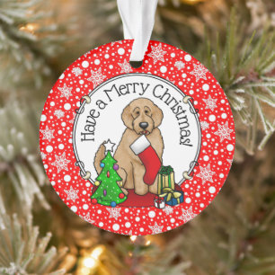 Merry Christmas 2 Goldendoodle (golden red) Cute Ornament