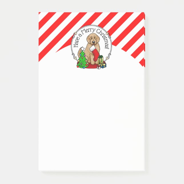 Merry Christmas 2 Goldendoodle (golden red) Cute Post-it Notes (Front)