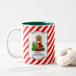 Merry Christmas 2 Goldendoodle (golden red) Cute Two-Tone Coffee Mug