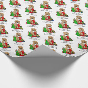 Merry Christmas 2 Goldendoodle (golden red) Cute Wrapping Paper