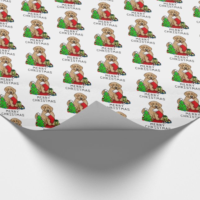 Merry Christmas 2 Goldendoodle (golden red) Cute Wrapping Paper (Corner)