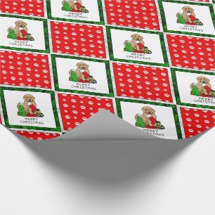 Merry Christmas 2 Goldendoodle (golden red) Cute Wrapping Paper