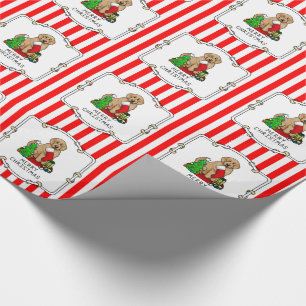 Merry Christmas 2 Goldendoodle (golden red) Cute Wrapping Paper