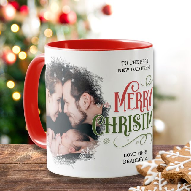 Merry Christmas 2 Photo Best New Dad Ever Custom Mug (Creator Uploaded)