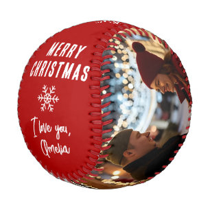 Merry Christmas 2 Photo Collage Keepsake Baseball