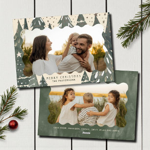 Merry Christmas 2 Photo Family Winter Trees Holiday Card