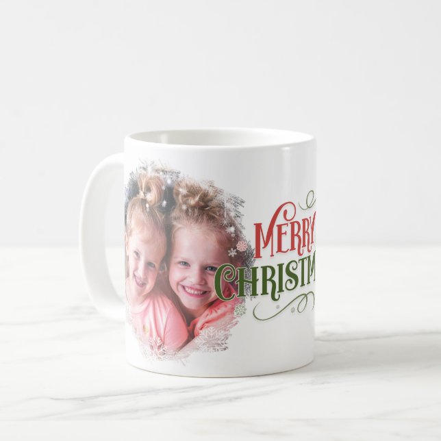Merry Christmas 2 Photo Holiday Coffee Mug (Front Left)