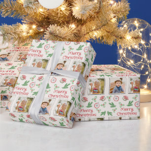 Merry Christmas 2 Photos Christmas Doodles Wrapping Paper