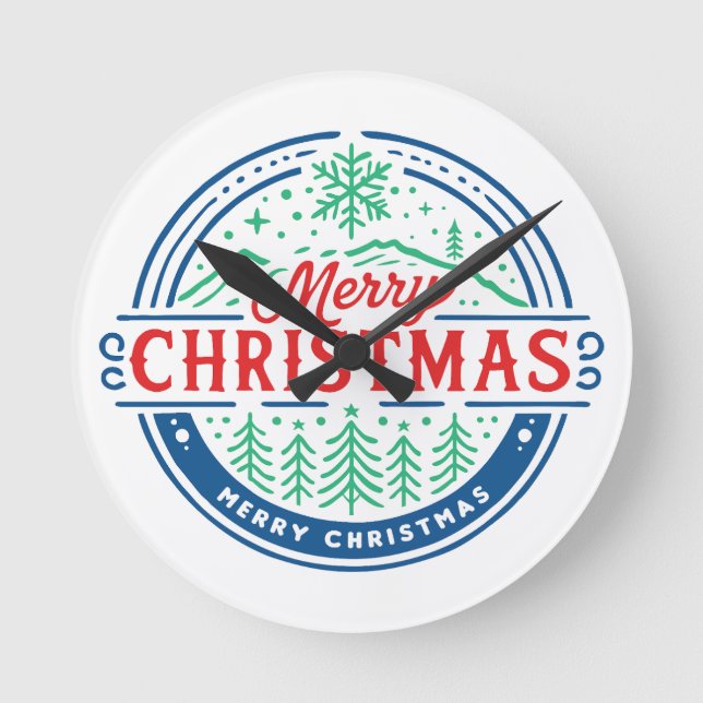 Merry Christmas 2 Round Clock (Front)