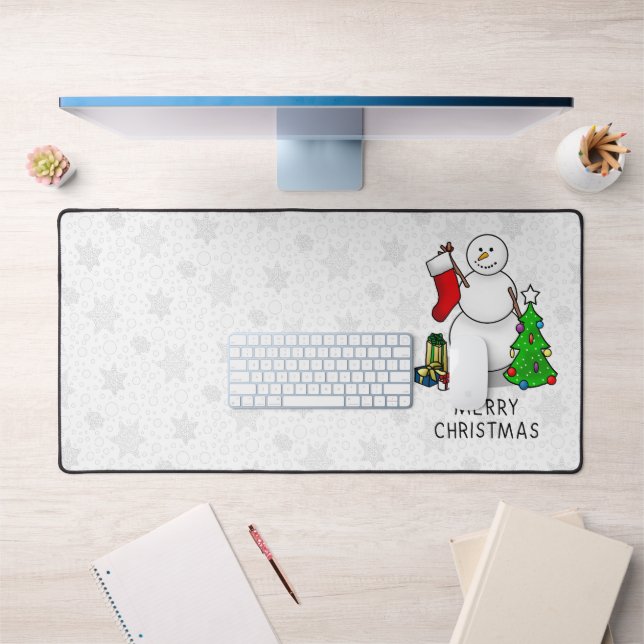 Merry Christmas 2 Tree Stocking Snowman Desk Mat (Office 1)