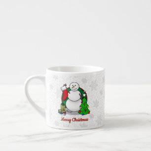 Merry Christmas 2 Tree Stocking Snowman Espresso Cup
