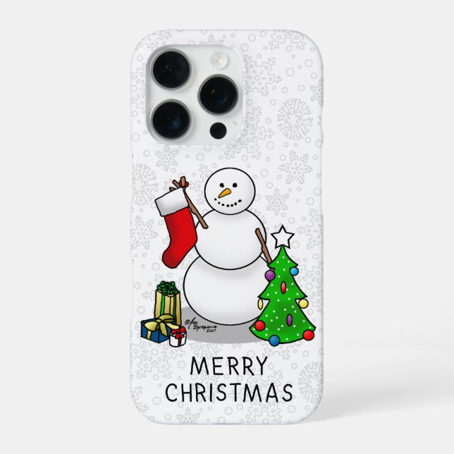 Merry Christmas 2 Tree Stocking Snowman iPhone Case (Back)
