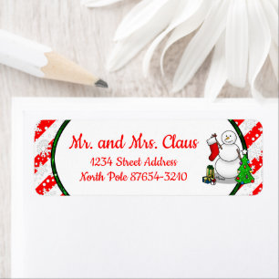 Merry Christmas 2 Tree Stocking Snowman Return Address Label