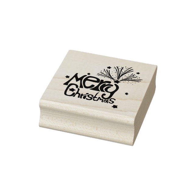 Merry Christmas 2x2 Wooden Stamper Rubber Stamp (Stamp)