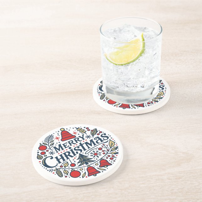 Merry Christmas 3 Coaster (Side)