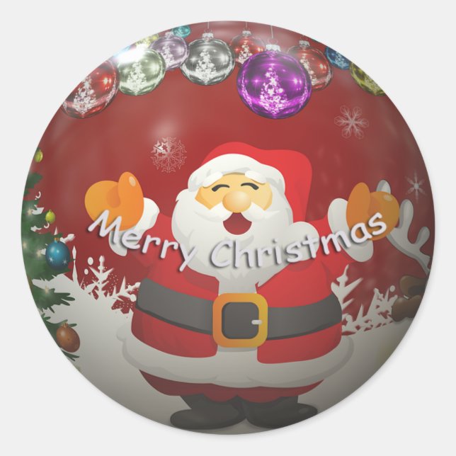 Merry Christmas 3-D affect Santa Sticker (Front)