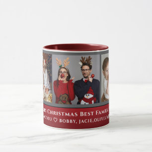 Merry Christmas 3 Family Photo Collage Christmas  Mug
