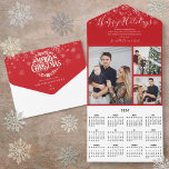 Merry Christmas 3 Photo 2024 Calendar Card<br><div class="desc">Featuring a useful detachable 2024 calendar card,  you can personalise it with your three favourite photos to create a unique Christmas holiday card. Designed by Thisisnotme©</div>