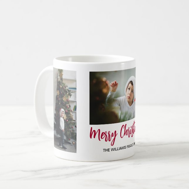 Merry Christmas 3 Photo Collage Gift Coffee Mug (Front Left)