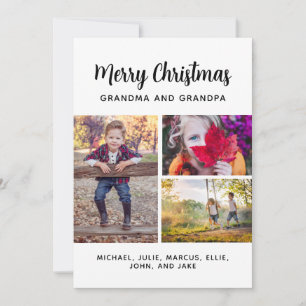 Merry Christmas 3 Photo Collage Grandparents Holid Holiday Card