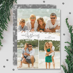 Merry Christmas 3 Photo Collage Holiday Card