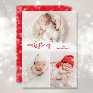 Merry Christmas 3 Photo Collage Holiday Card