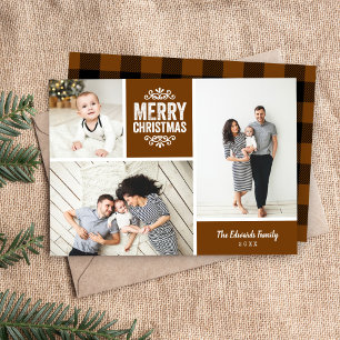 Merry Christmas 3 Photo Collage Holiday Card