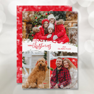 Merry Christmas 3 Photo Collage Holiday Card