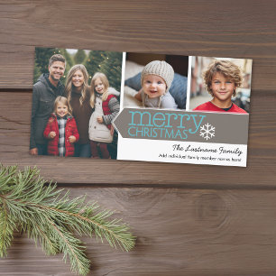 Merry Christmas - 3 Photos - Modern Design Holiday Card