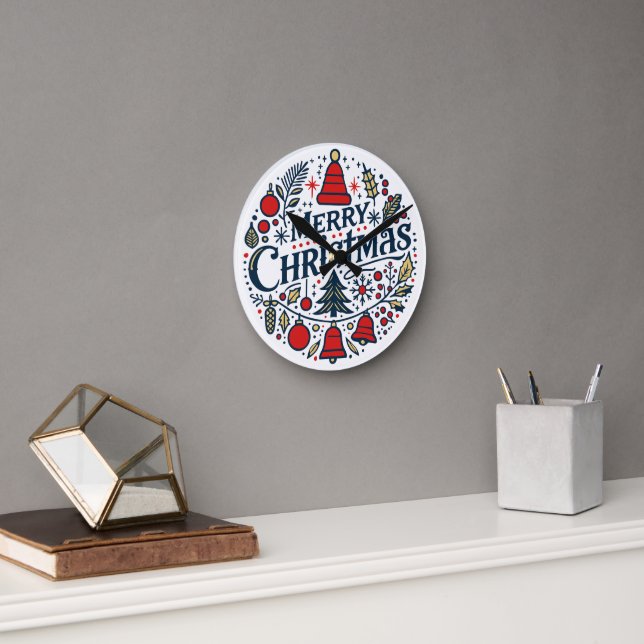 Merry Christmas 3 Round Clock (Office)