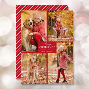 Merry Christmas 4 Photo Collage Holiday Card