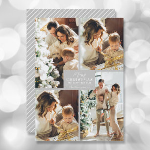 Merry Christmas 4 Photo Collage Holiday Card