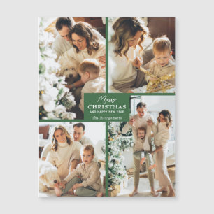 Merry Christmas 4 Photo Collage Magnetic Card