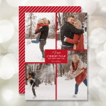Merry Christmas 4 Photo Collage Red Holiday Card<br><div class="desc">Your last name and the greeting Merry Christmas and Happy New Year in chic lettering on red with your favourite 4 photo collage on the front and your first names on the back of this holiday greeting cards. MORE COLORS in our store. The Live Design Service can help you with...</div>