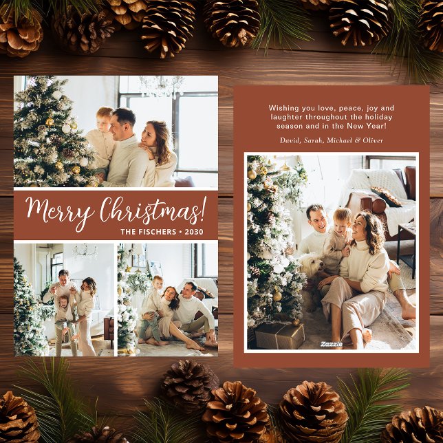 Merry Christmas 4 Photo Flat Holiday Card (Creator Uploaded)