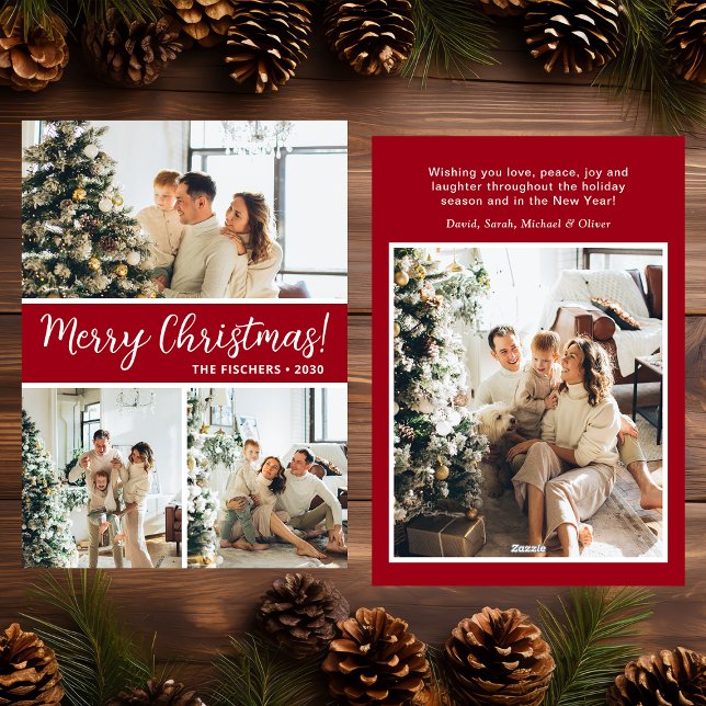 Merry Christmas 4 Photo Flat Holiday Card (Creator Uploaded)