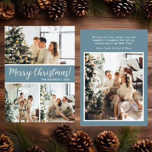 Merry Christmas 4 Photo Flat Holiday Card