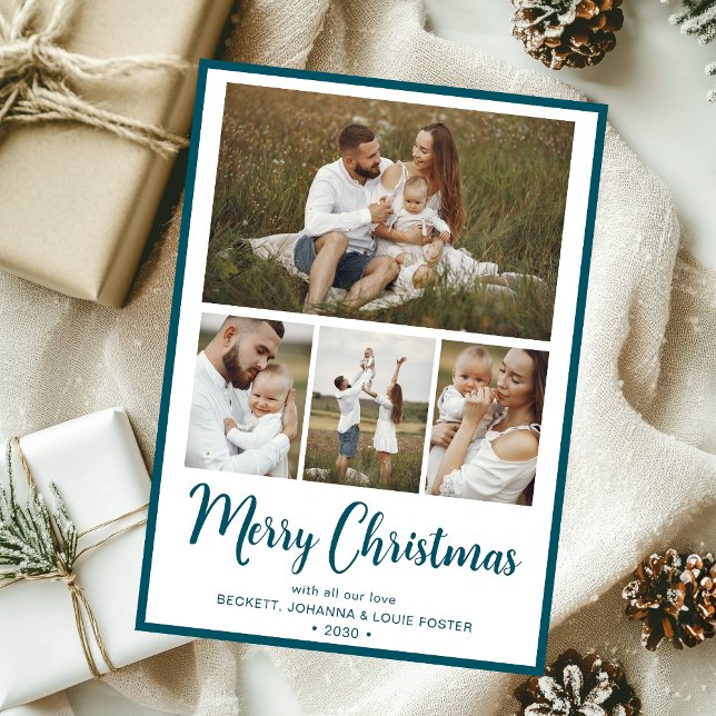 Merry Christmas 4 Photo Holiday Card (Creator Uploaded)
